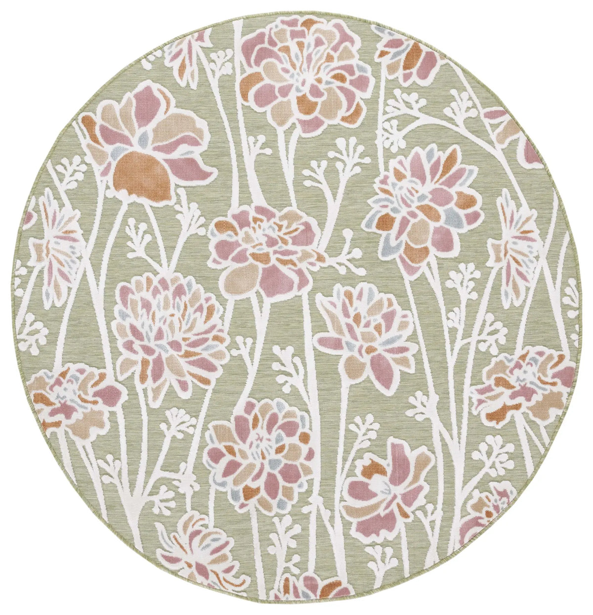 Safavieh Cabana 6'-5" x 6'-5" Rug in Green / Pink