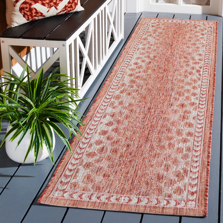 Safavieh Courtyard 2'-3" x 8'-0" Rug in Rust / Beige