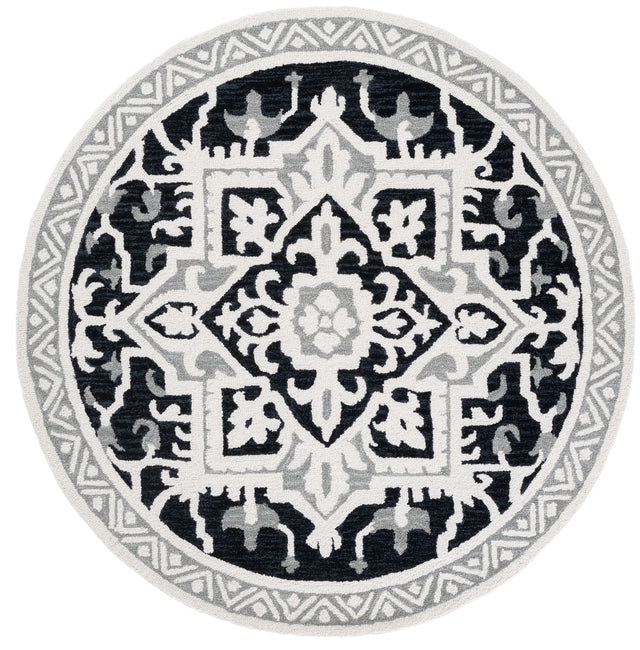 Safavieh Heritage 6'-0" x 6'-0" Rug in Black / Ivory