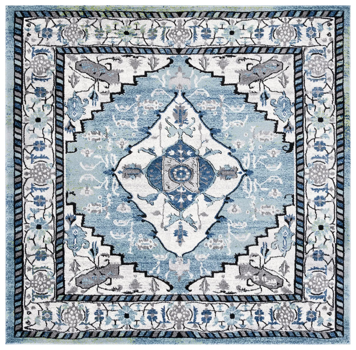 Safavieh Vintage Hamadan 6'-7" x 6'-7" Rug in Blue Green / Ivory