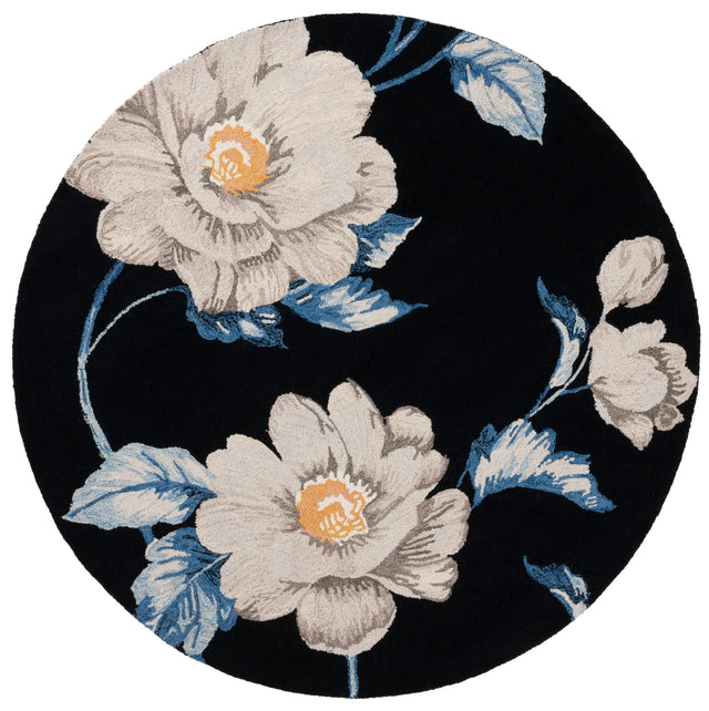 Safavieh Jardin 6'-0" x 6'-0" Rug in Black / Ivory