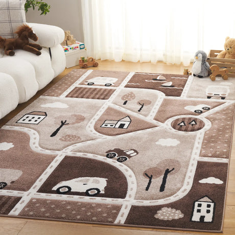 Safavieh Carousel Kids 100 4'-0" x 6'-0" Rug in Brown / Beige
