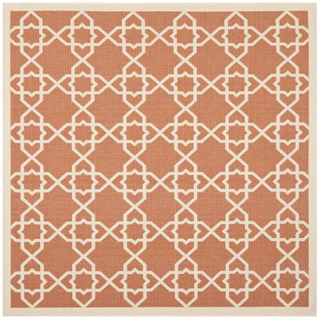 Safavieh Courtyard 6'-7" x 6'-7" Rug in Terracotta / Beige