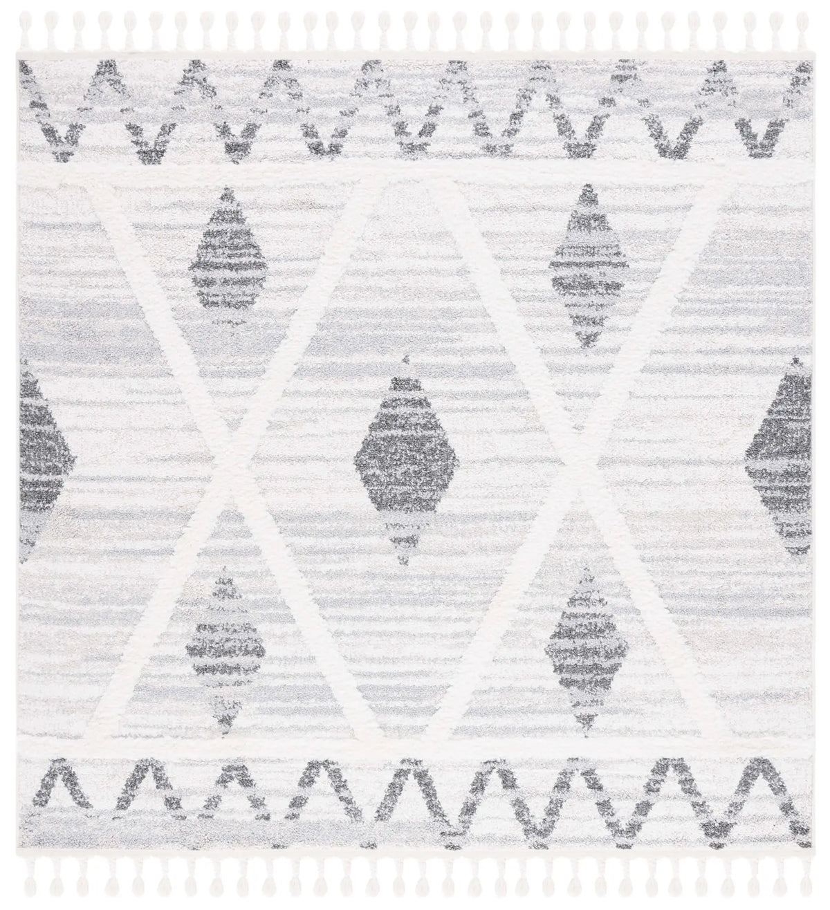 Safavieh Moroccan Tassel Shag 6'-7" x 6'-7" Rug in Beige / Grey