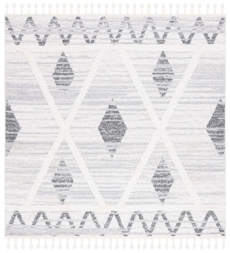 Safavieh Moroccan Tassel Shag 6'-7" x 6'-7" Rug in Beige / Grey