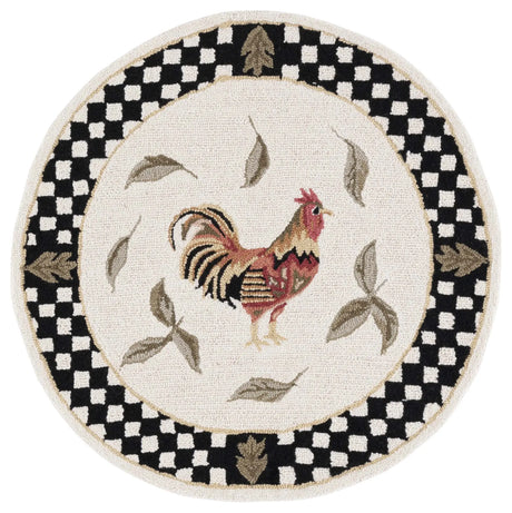 Safavieh Vintage Posters 3'-0" x 3'-0" Rug in Ivory / Black