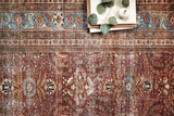 Loloi Layla Lay-01 Brick / Blue Rugs - styled aerial 1