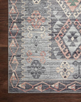 Loloi Zion Zio-01 Grey/Multi Rugs - corner on wood