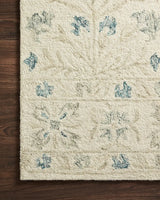 Loloi Norabel Nor-02 Ivory/Grey Rugs - corner on wood