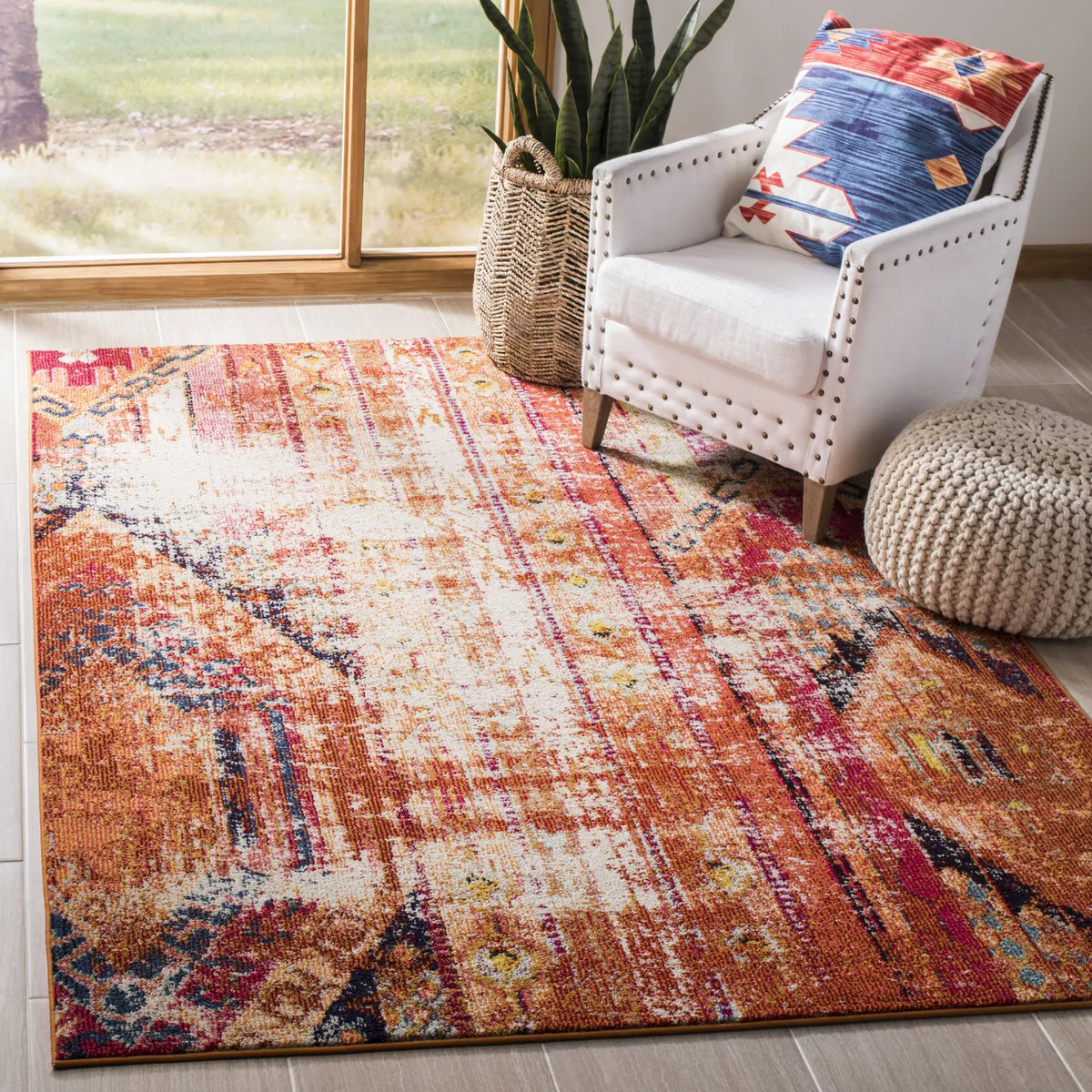 Safavieh Monaco 5'-1" x 7'-7" Rug in Orange / Multi