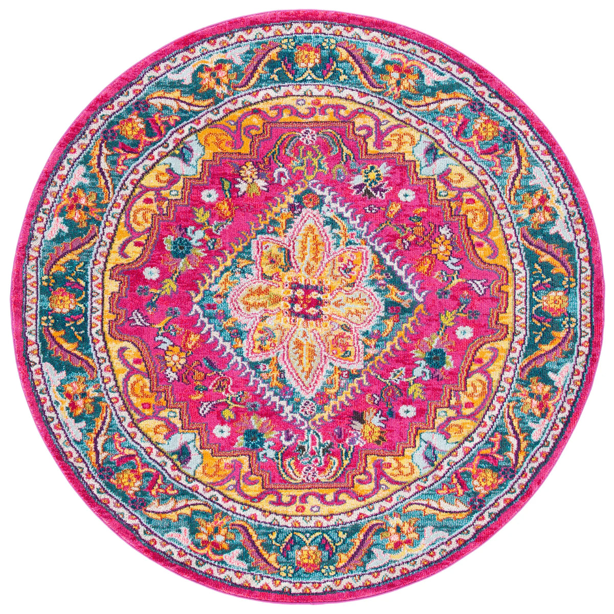 Safavieh Phoenix 100 6'-7" x 6'-7" Rug in Fuchsia / Blue