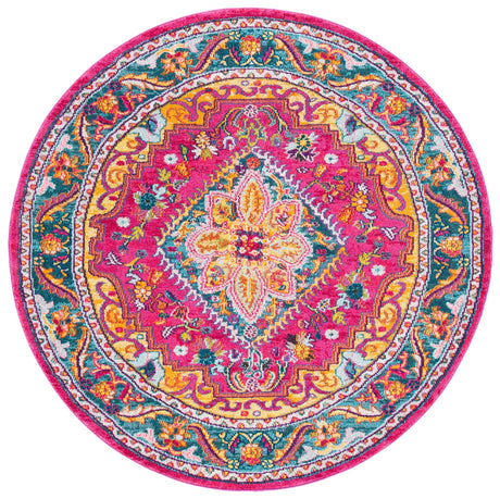 Safavieh Phoenix 100 6'-7" x 6'-7" Rug in Fuchsia / Blue