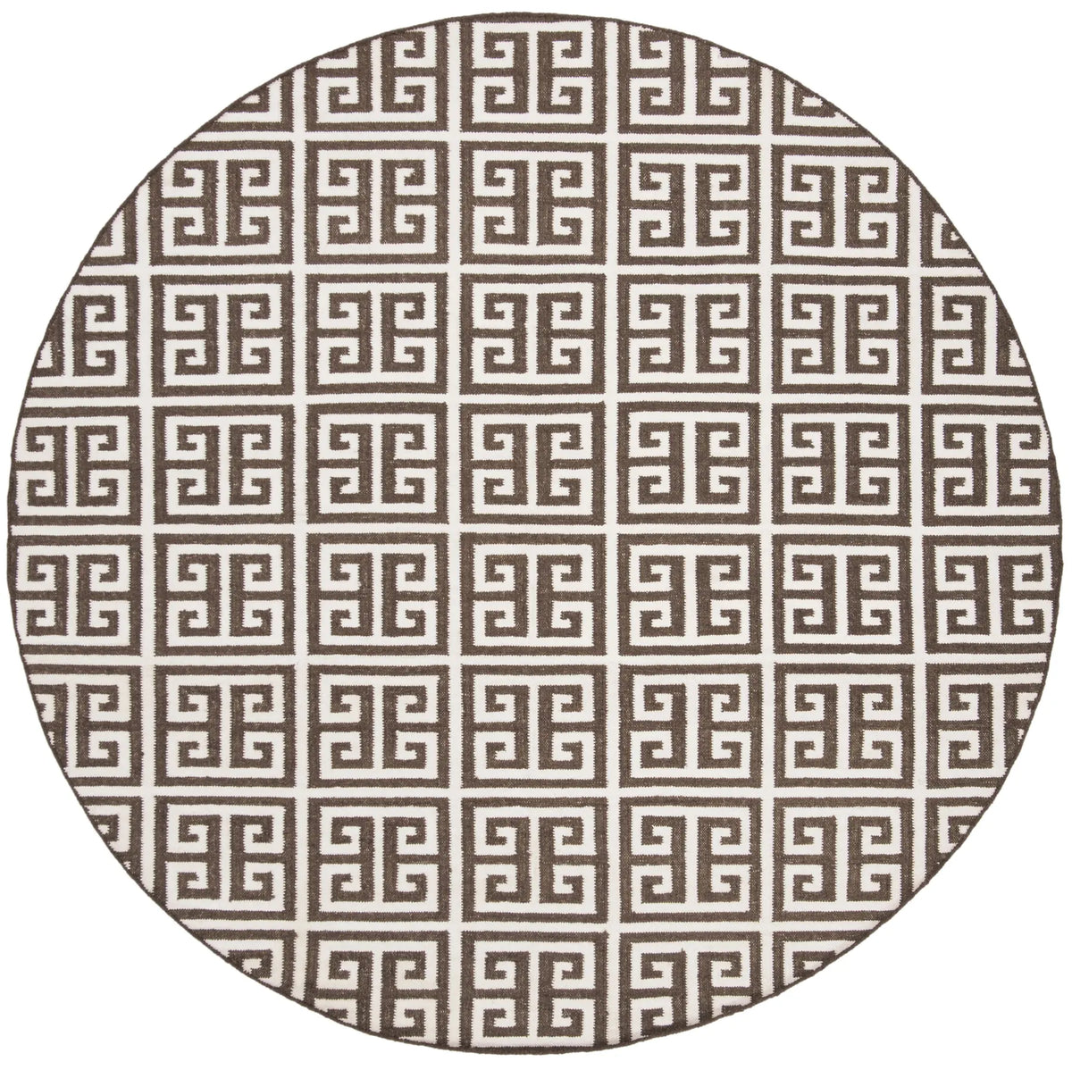 Safavieh Dhurries 7'-0" x 7'-0" Rug in Brown / Ivory