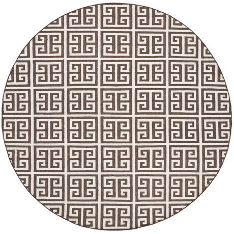 Safavieh Dhurries 7'-0" x 7'-0" Rug in Brown / Ivory