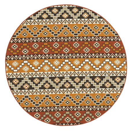 Safavieh Veranda 6'-7" x 6'-7" Rug in Red / Chocolate