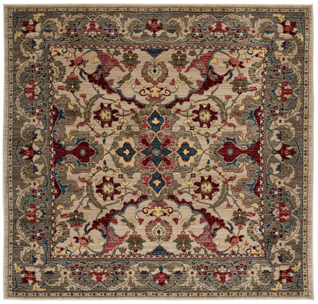 Safavieh Kashan 6'-7" x 6'-7" Rug in Ivory / Taupe