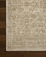 Loloi Elora ELR-01 Traditional Power Loomed Ivory, Multi Rug - corner on wood