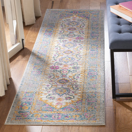 Safavieh Madison 2'-3" x 8'-0" Rug in Light Grey / Fuchsia
