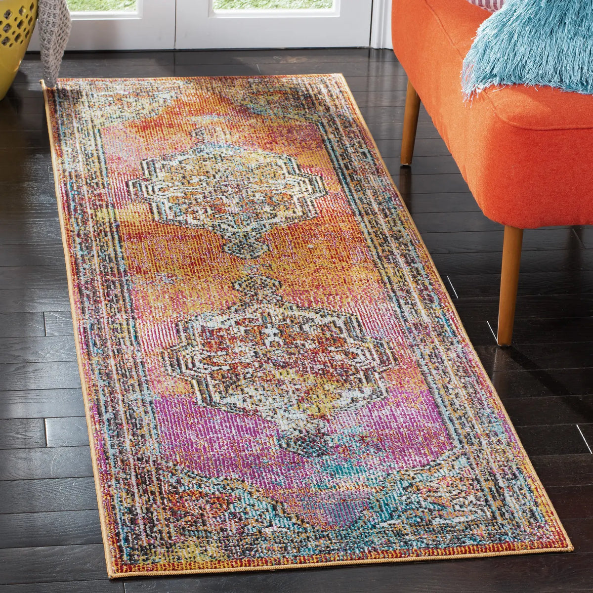 Safavieh Crystal 2'-2" x 11'-0" Rug in Orange / Light Blue