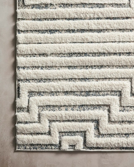 Loloi Hagen Hag-03 White/Sky Rugs - corner on wood