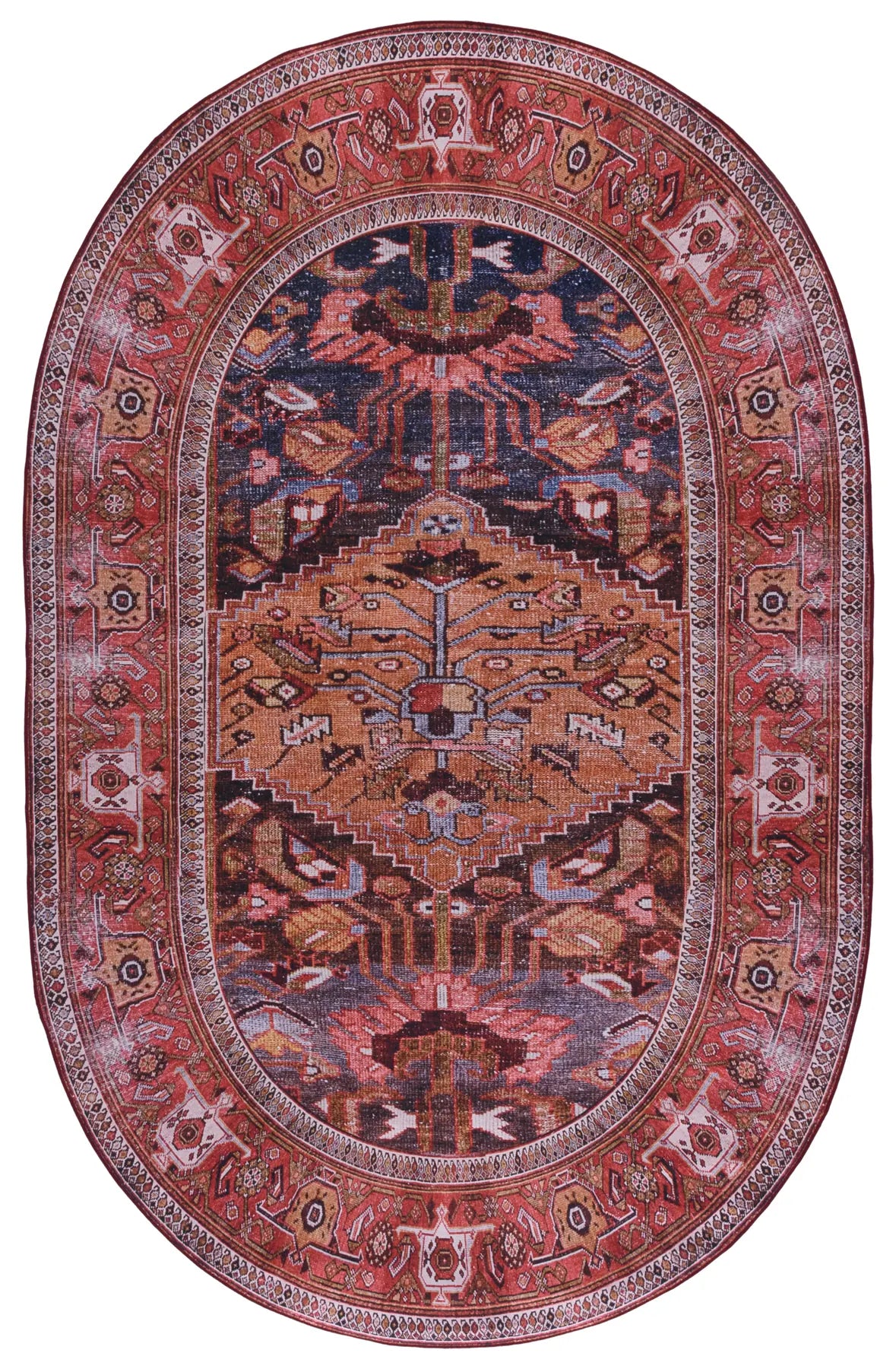 Safavieh Tucson 5'-0" x 8'-0" Rug in Navy / Rust