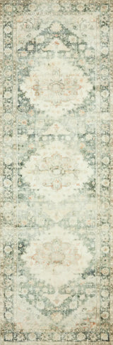 Loloi Rosette Ros-08 Teal/Ivory Rugs - runner flat
