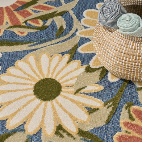 Nourison Aloha ALH33 Machine Made Blue, Sage Rug