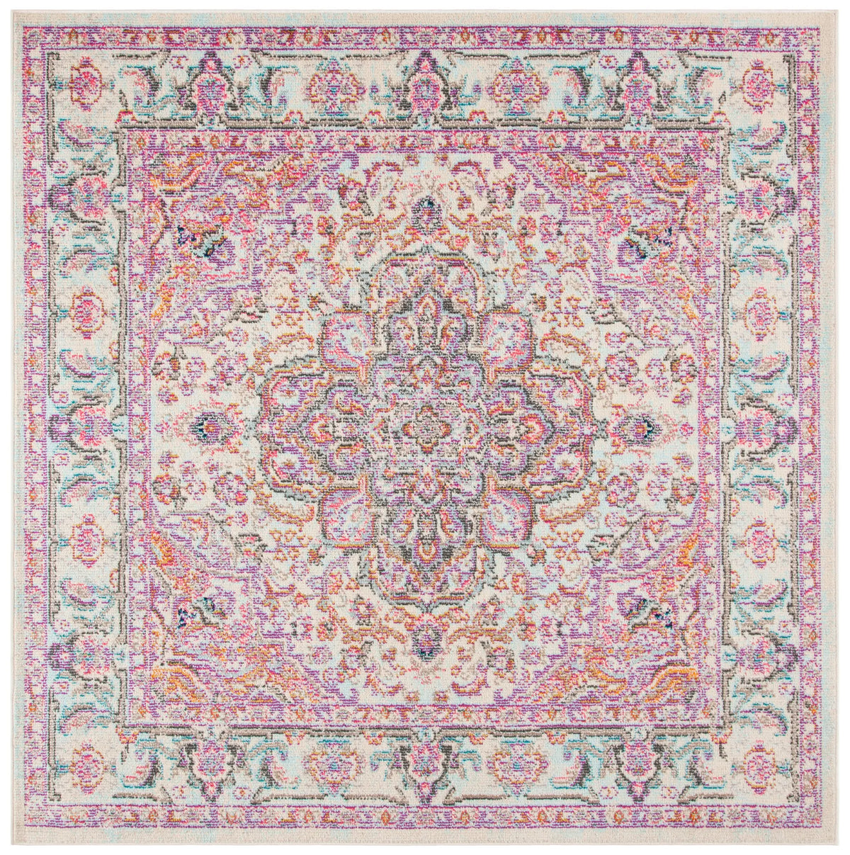 Safavieh Madison 200 6'-7" x 6'-7" Rug in Beige / Fuchsia