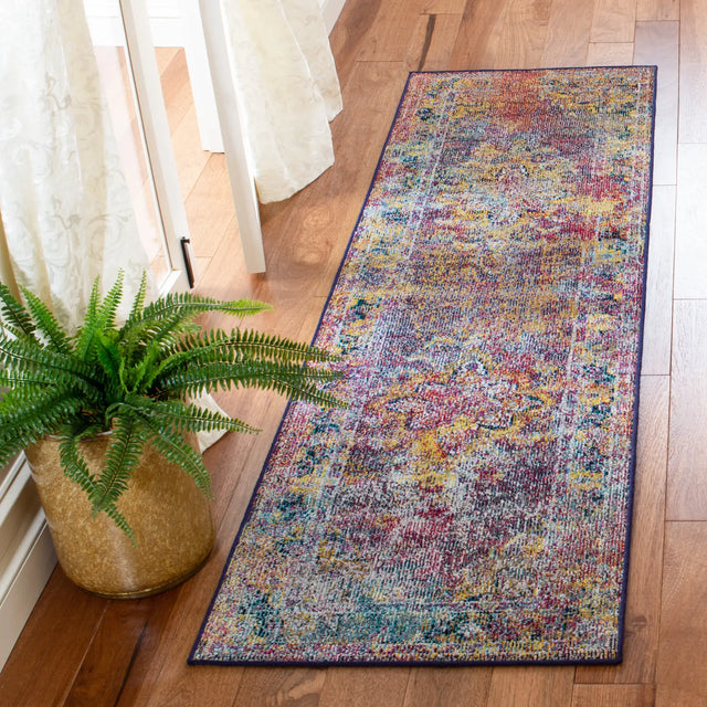 Safavieh Crystal 2'-2" x 7'-0" Rug in Navy / Light Blue