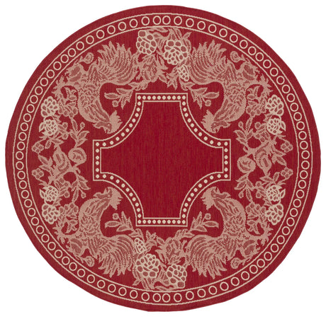 Safavieh Courtyard 5'-3" x 5'-3" Rug in Red / Natural