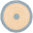 Safavieh Braided 3'-0" x 3'-0" Rug in Light Blue / Gold