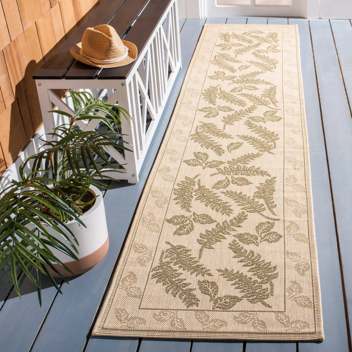 Safavieh Courtyard 2'-3" x 10'-0" Rug in Natural / Olive