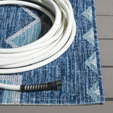 Safavieh Courtyard 4'-0" x 5'-7" Rug in Navy / Aqua