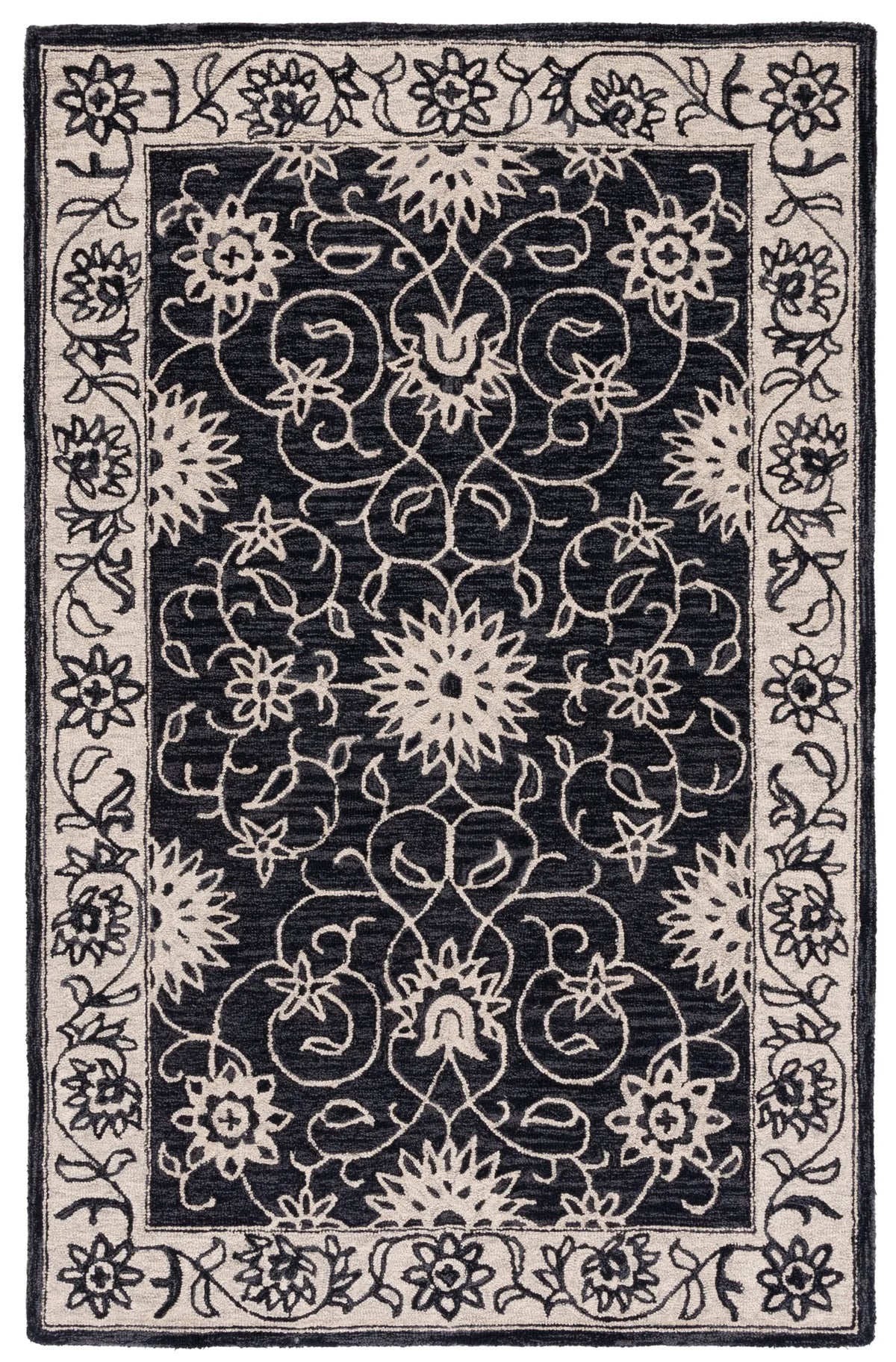 Safavieh Jardin 5'-0" x 8'-0" Rug in Black / Ivory