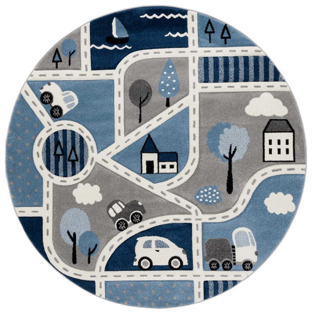 Safavieh Carousel Kids 100 6'-7" x 6'-7" Rug in Grey / Blue