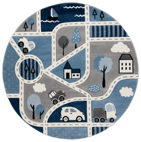 Safavieh Carousel Kids 100 6'-7" x 6'-7" Rug in Grey / Blue