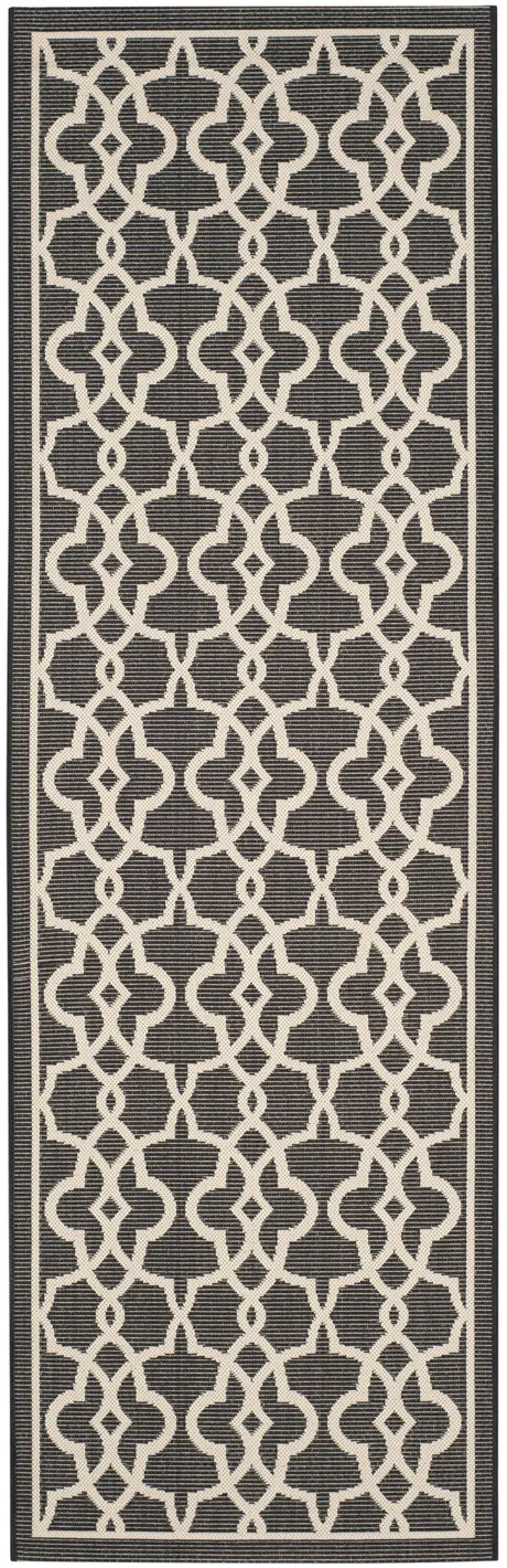 Safavieh Courtyard 2'-7" x 8'-2" Rug in Black / Beige