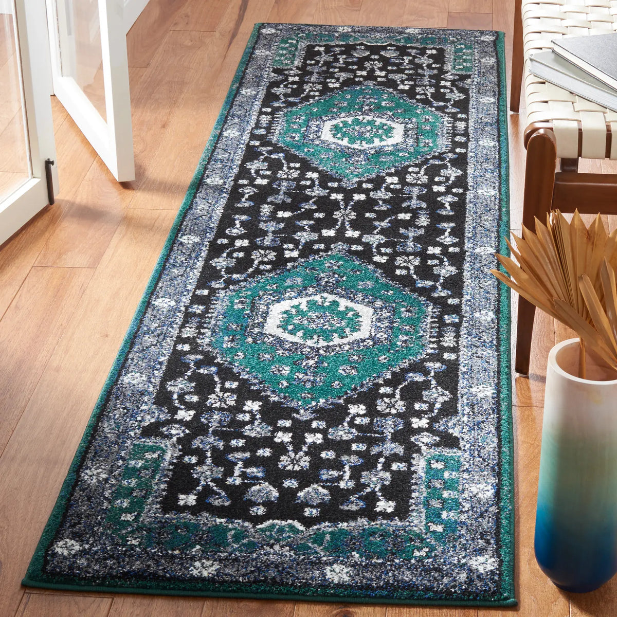 Safavieh Vintage Hamadan 2'-3" x 8'-0" Rug in Green / Black