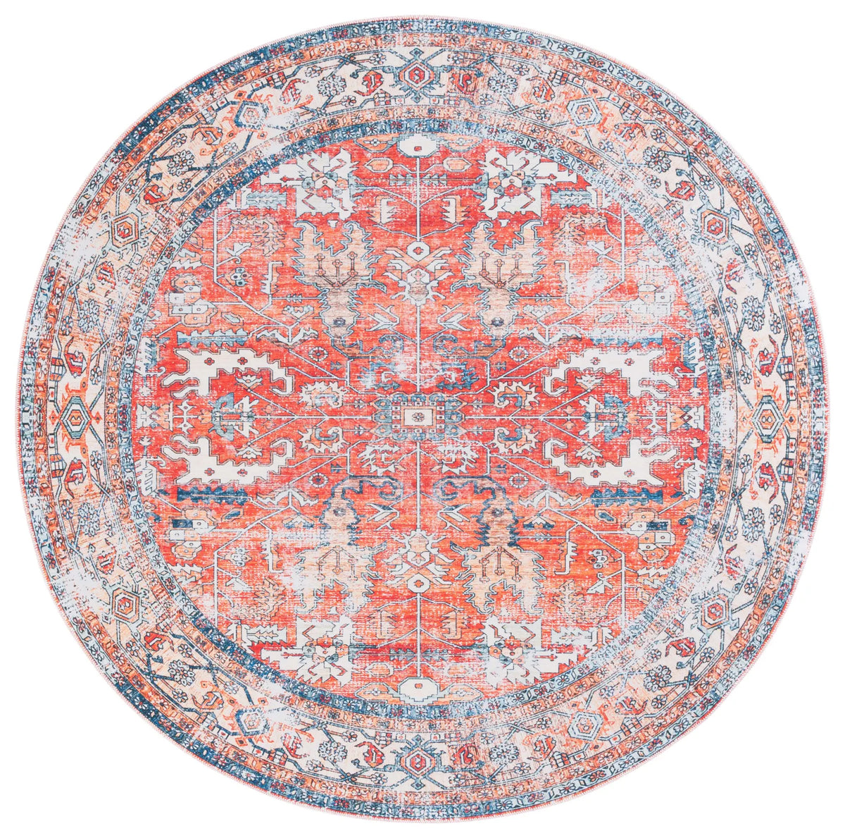 Safavieh Arizona 6'-0" x 6'-0" Rug in Rust / Aqua