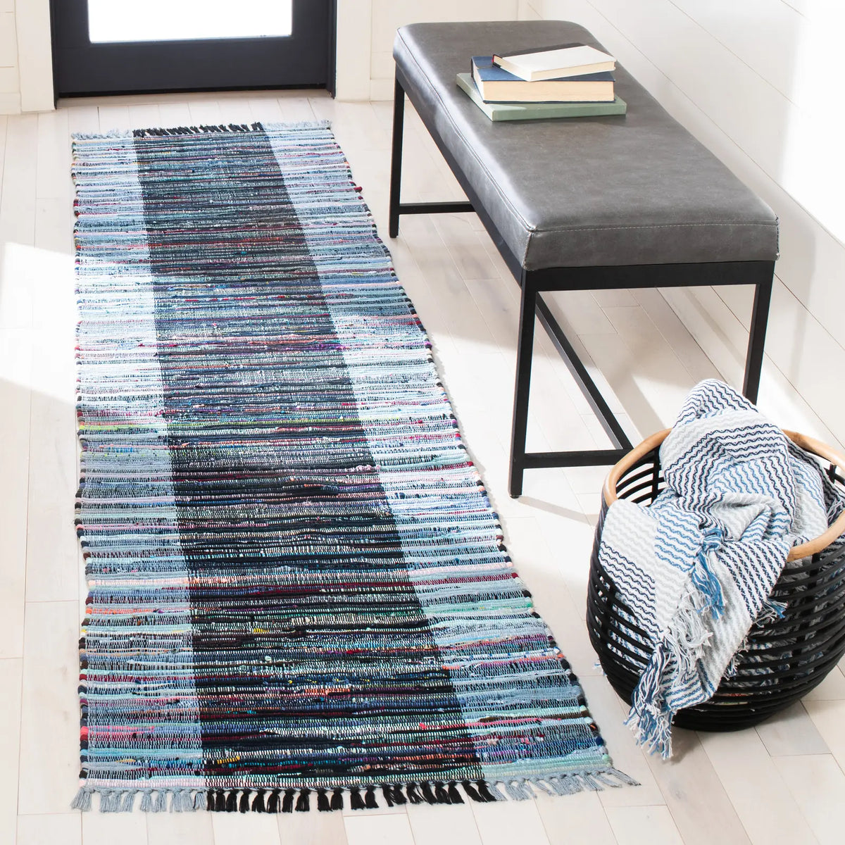 Safavieh Rag Rug 2'-3" x 9'-0" Rug in Navy / Blue