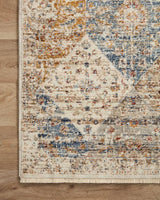Loloi Sorrento Sor-02 Ivory/Multi Rug - corner on wood