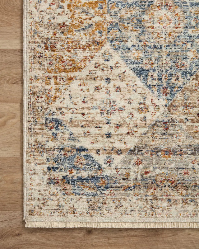 Loloi Sorrento Sor-02 Ivory/Multi Rug - corner on wood