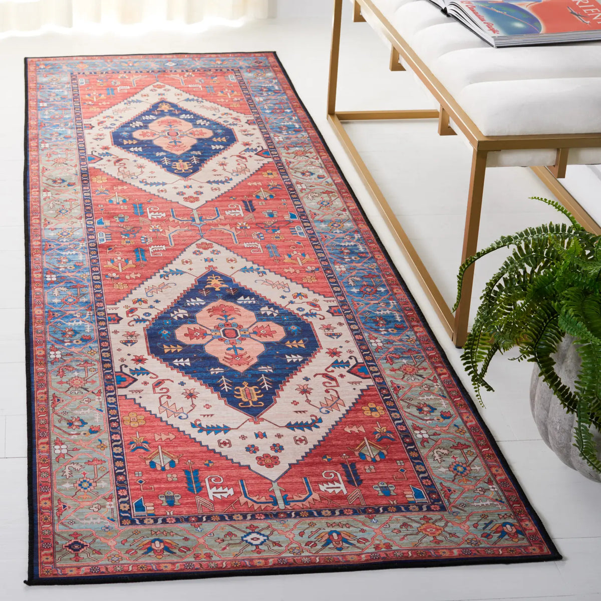Safavieh Tucson 2'-6" x 10'-0" Rug in Rust / Blue