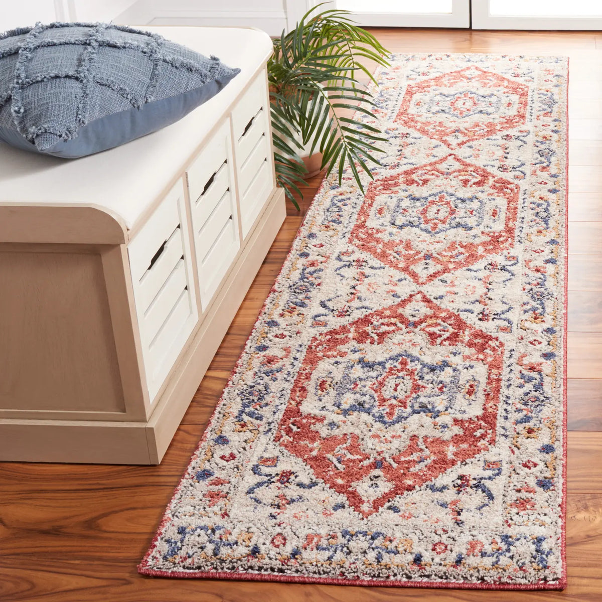 Safavieh Luna 2'-2" x 9'-0" Rug in Beige / Blue Rust