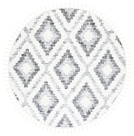 Safavieh Moroccan Tassel Shag 6'-7" x 6'-7" Rug in Ivory / Grey