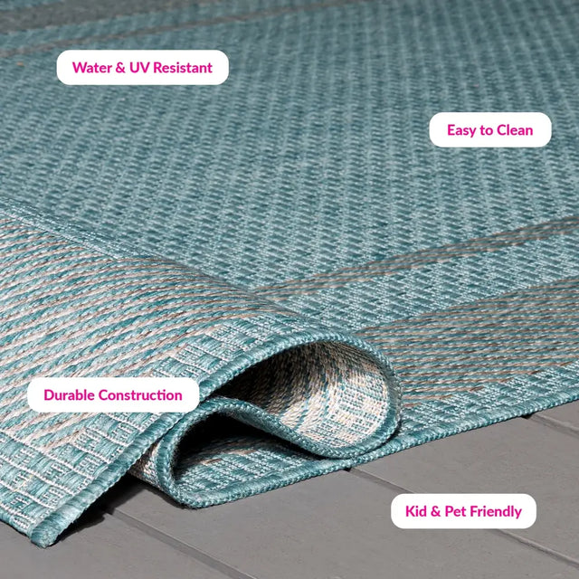Safavieh Courtyard 5'-3" x 7'-7" Rug in Aqua / Grey