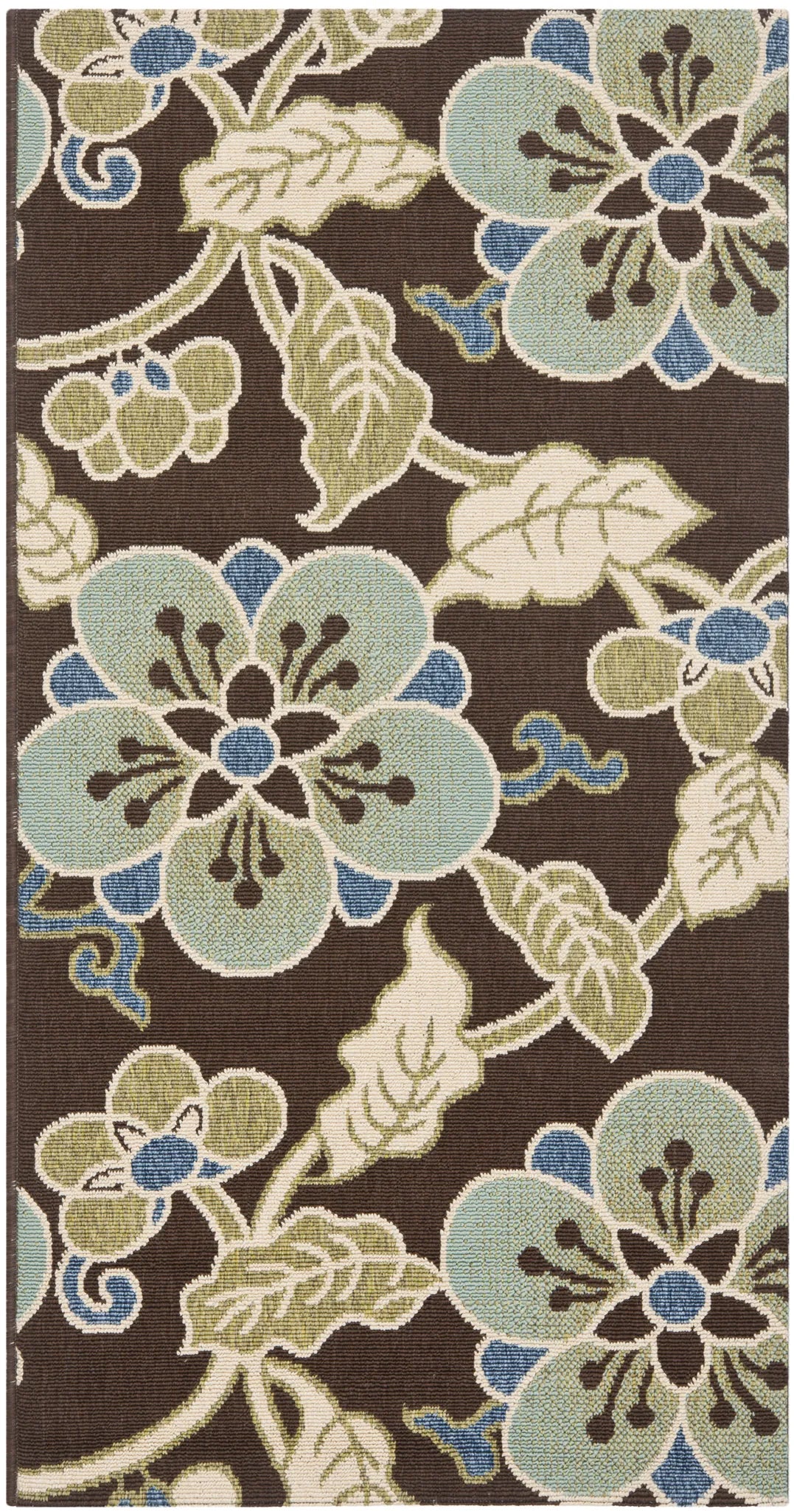 Safavieh Veranda 2'-7" x 5'-0" Rug in Chocolate / Aqua