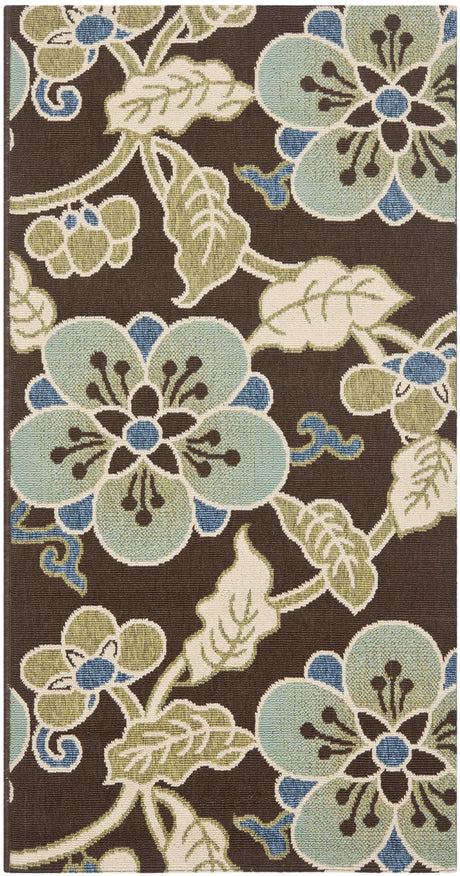 Safavieh Veranda 2'-7" x 5'-0" Rug in Chocolate / Aqua