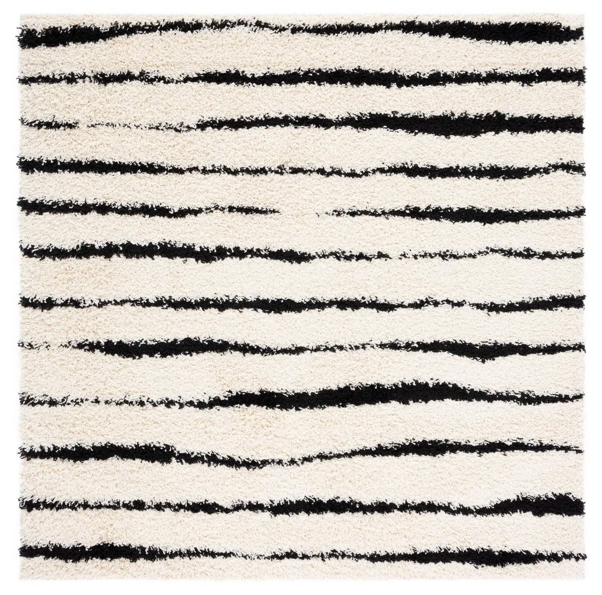 Safavieh Venus Shag 600 6'-7" x 6'-7" Rug in Ivory / Black