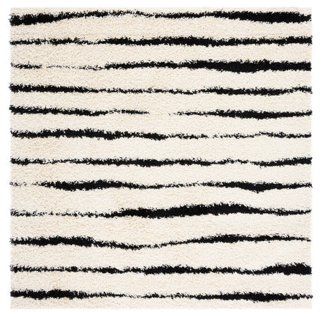 Safavieh Venus Shag 600 6'-7" x 6'-7" Rug in Ivory / Black